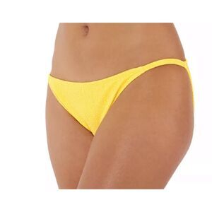 Juniors Ninety-Nine Degrees Yellow Crinkle Bikini Swim Bottoms